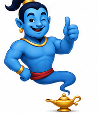 Genie mascot thumbs up